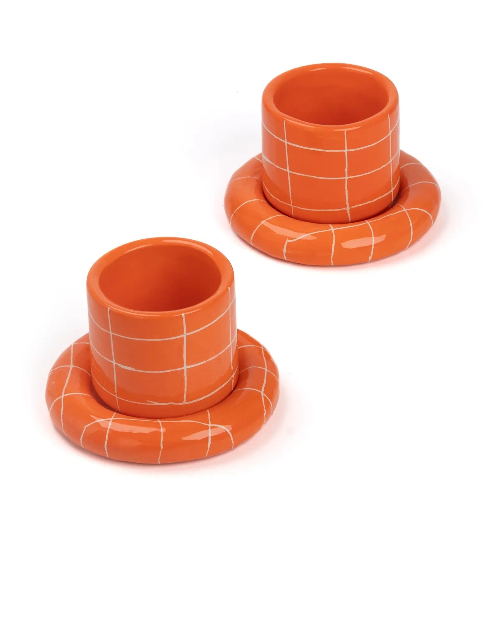 SOMANYBLOBS - GRID Espressobecher mit Untertasse (65 ml) • Orange - ROSA ECK