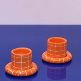 SOMANYBLOBS - GRID Espressobecher mit Untertasse (65 ml) • Orange - ROSA ECK