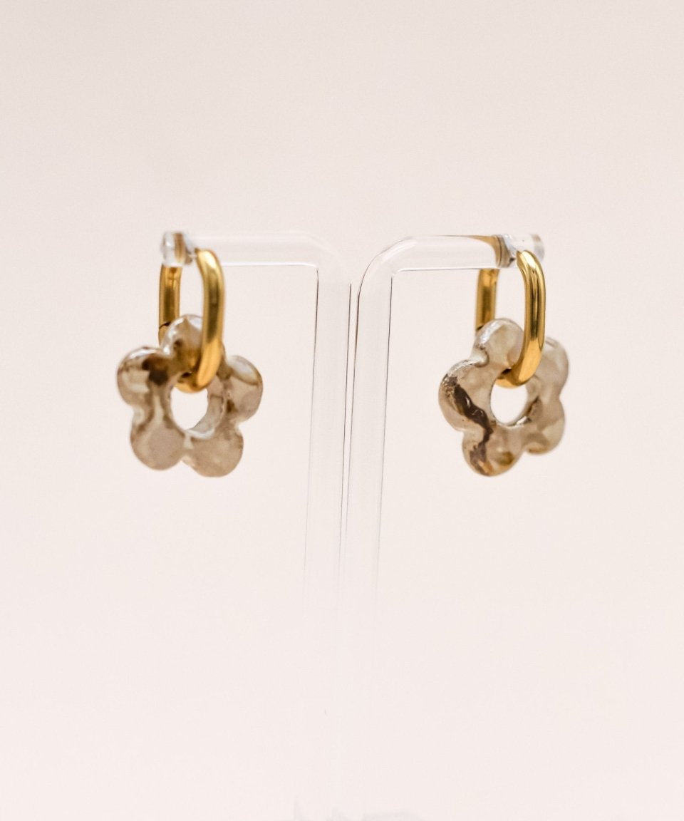 Sonstige BEIGE CERAMIC FLOWER Hoops »Oval and Simple« Hoops