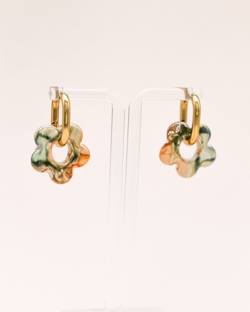 Sonstige GREEN CERAMIC FLOWER Hoops »Oval and Simple« Hoops