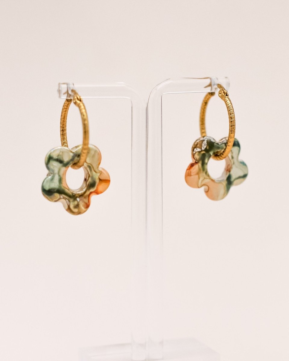 Sonstige GREEN CERAMIC FLOWER Hoops »Groove« Hoops