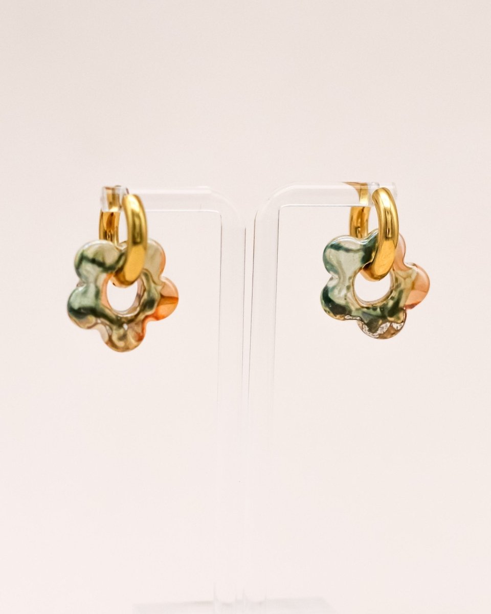 Sonstige GREEN CERAMIC FLOWER Hoops