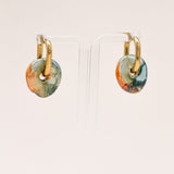 Sonstige - GREEN/ORANGE CERAMIC DONUT Hoops - ROSA ECK - Gold, Grün,