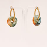 Sonstige - GREEN/ORANGE CERAMIC DONUT Hoops - ROSA ECK - Gold, Grün,