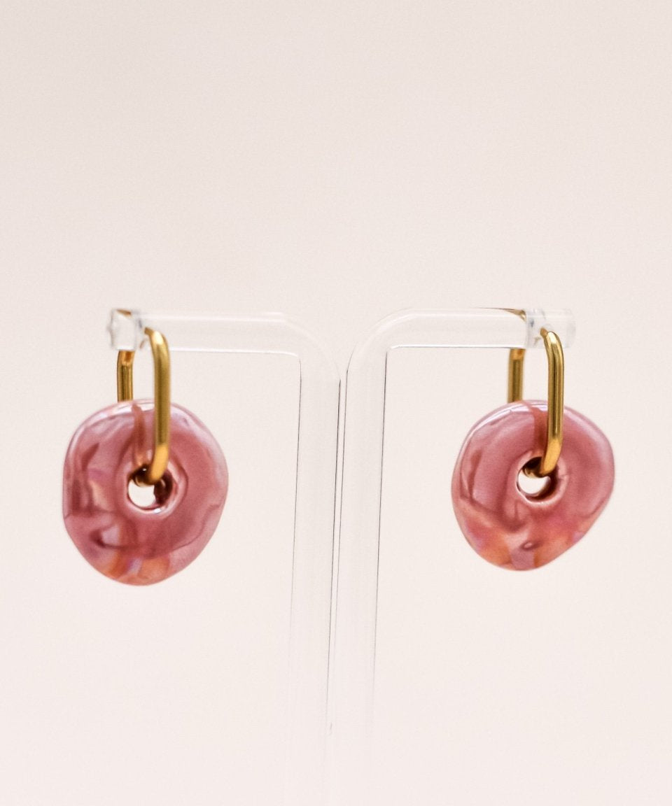 Sonstige PINK CERAMIC DONUT Hoops »Thin Oval Simple« Hoops