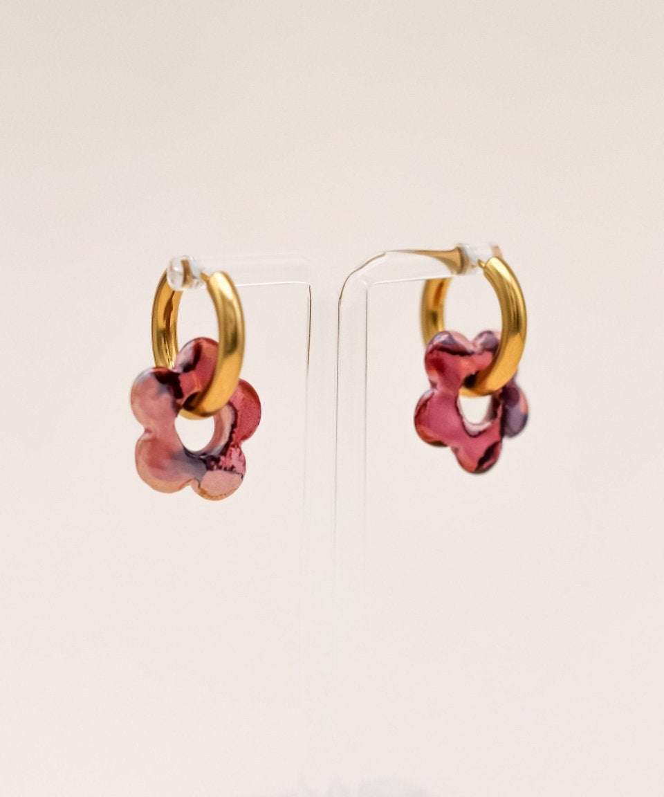 Sonstige PINK/RED CERAMIC FLOWER Hoops »Big and Simple« Hoops