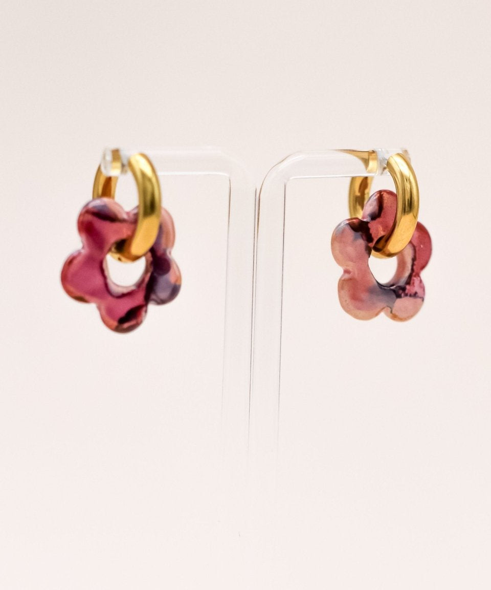 Sonstige PINK/RED CERAMIC FLOWER Hoops »Simple« Hoops