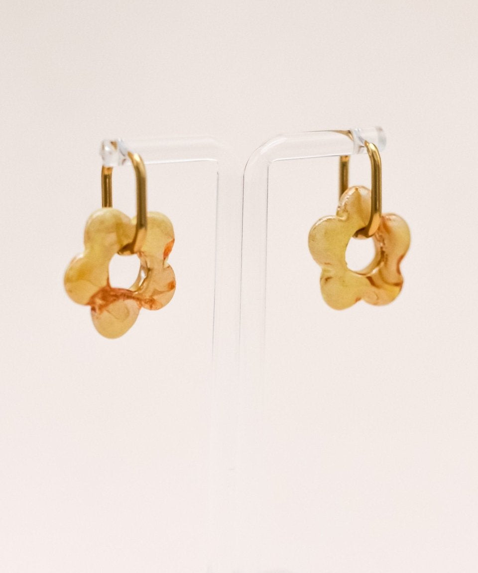 Sonstige YELLOW CERAMIC FLOWER Hoops »Thin Oval Simple« Hoops