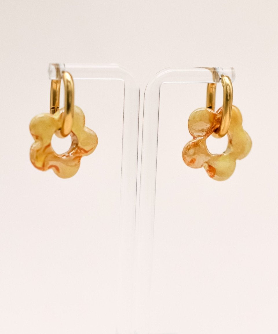 Sonstige YELLOW CERAMIC FLOWER Hoops »Oval and Simple« Hoops