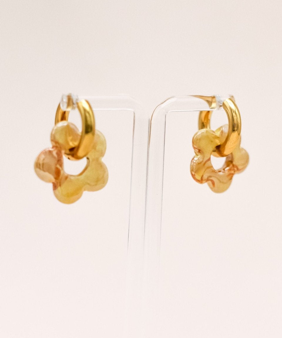 Sonstige YELLOW CERAMIC FLOWER Hoops »Simple« Hoops