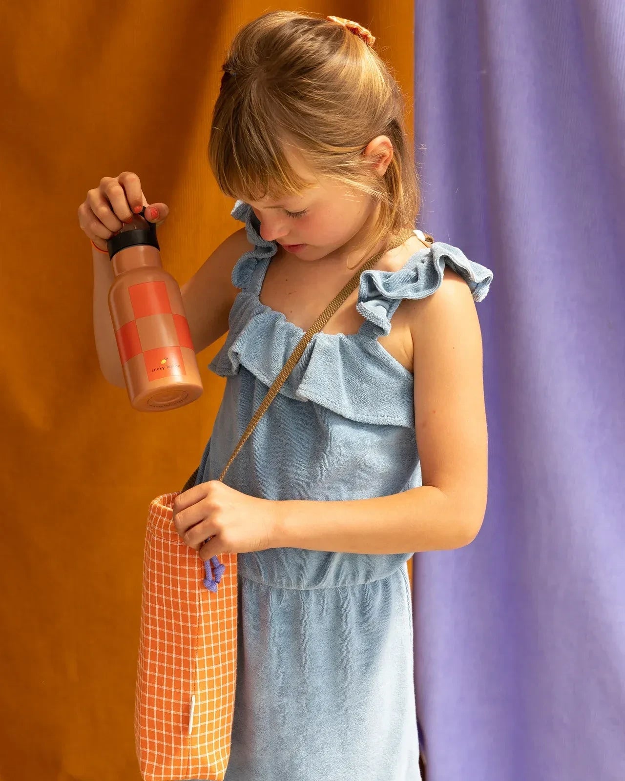 Sticky Lemon - FARMHOUSE Kinder - Trinkflasche • checkerboard / ladybird red + harvest moon - Trinkflasche - ROSA ECK Concept Store