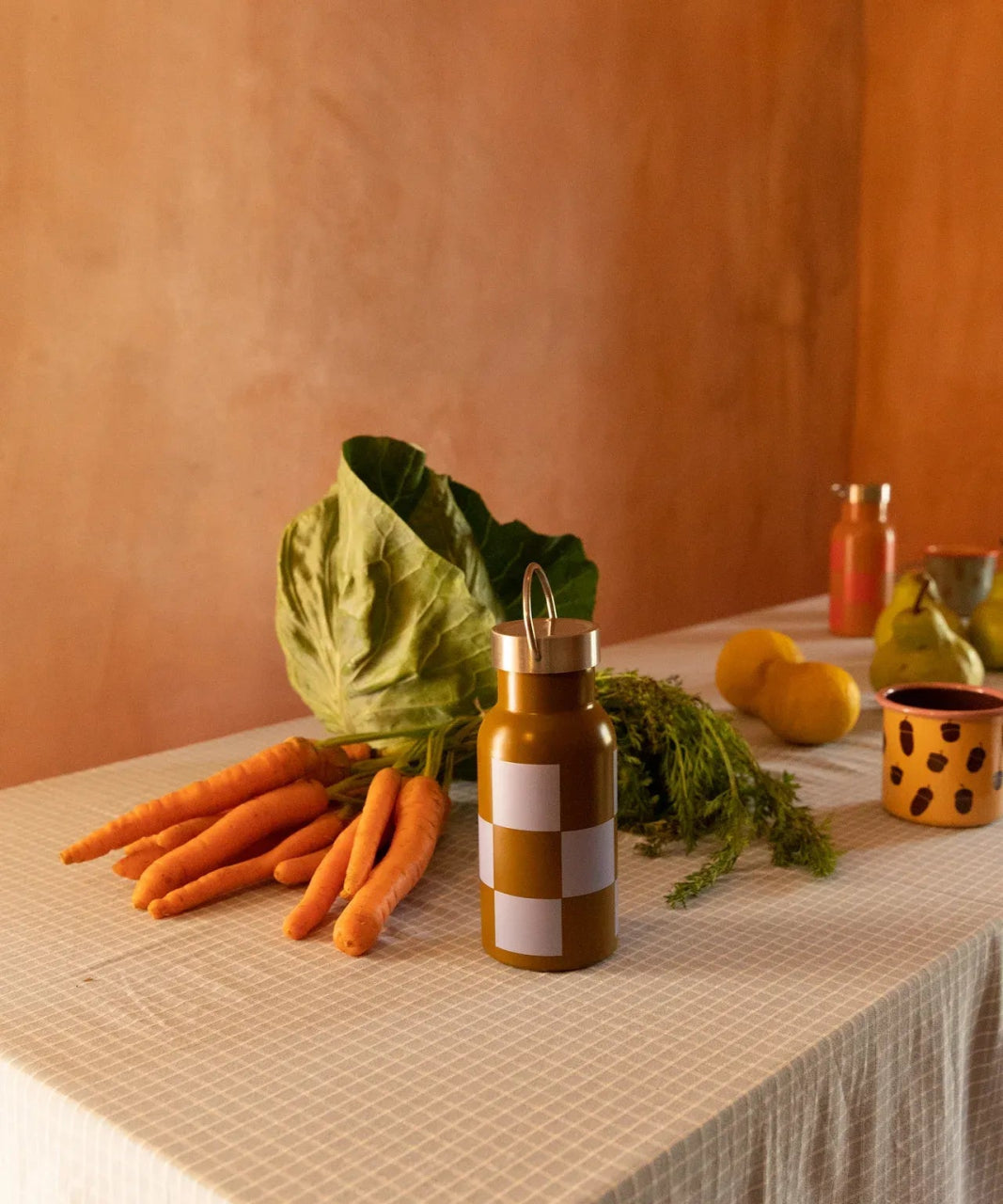 Sticky Lemon - FARMHOUSE Kinder - Trinkflasche • checkerboard / soil green + blooming purple - Trinkflasche - ROSA ECK