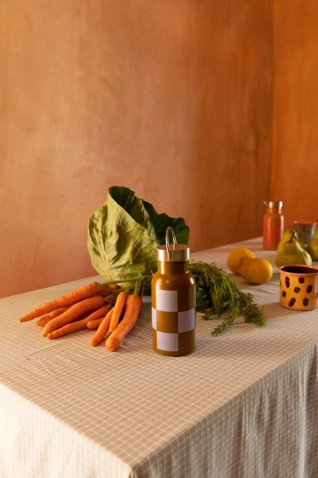 Sticky Lemon - FARMHOUSE Kinder - Trinkflasche • checkerboard / soil green + blooming purple - Trinkflasche - ROSA ECK