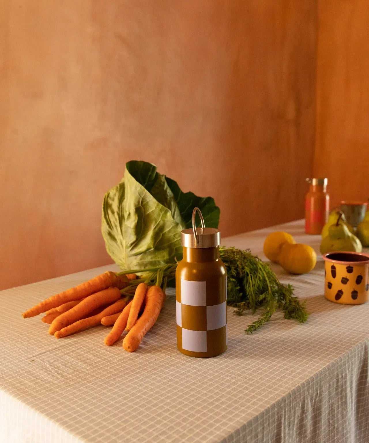 Sticky Lemon - FARMHOUSE Kinder - Trinkflasche • checkerboard / soil green + blooming purple - Trinkflasche - ROSA ECK Concept Store