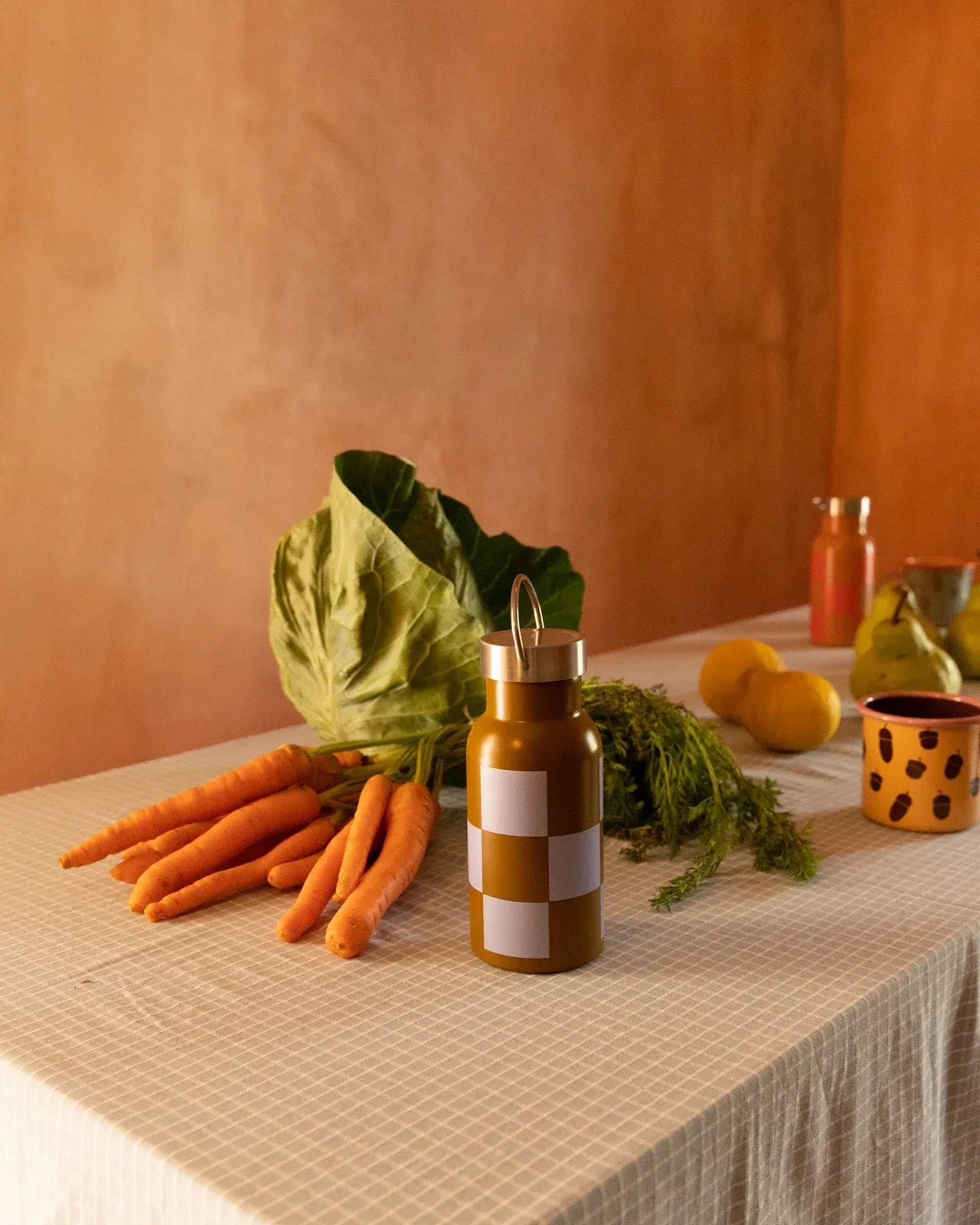 Sticky Lemon - FARMHOUSE Kinder - Trinkflasche • checkerboard / soil green + blooming purple - Trinkflasche - ROSA ECK Concept Store