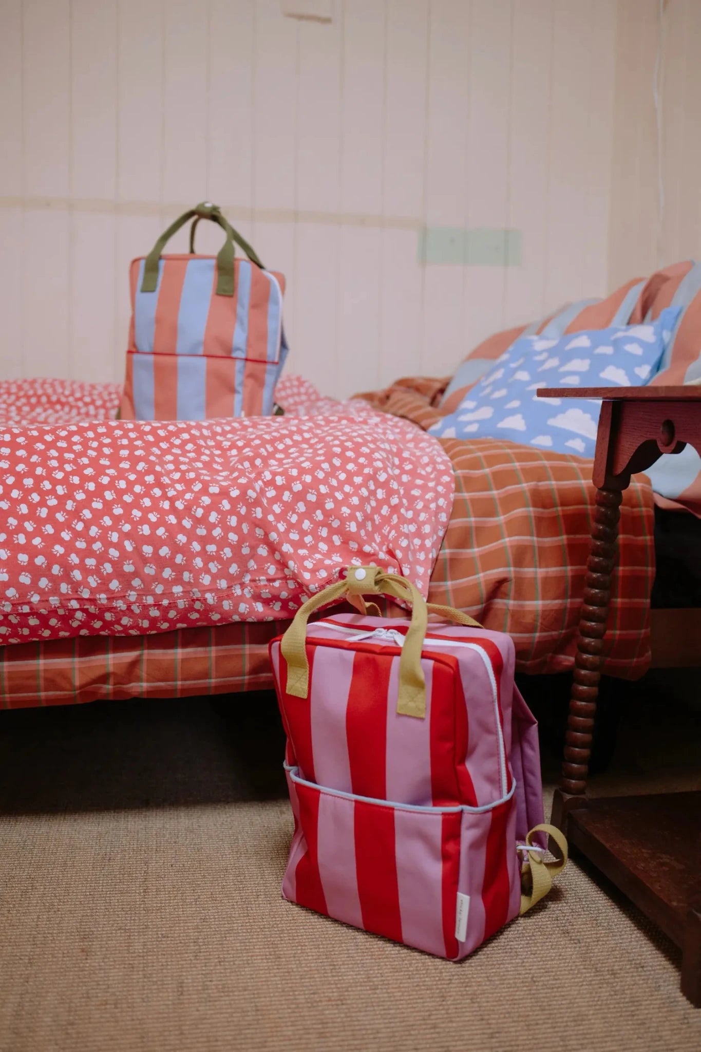 Sticky Lemon - LEMON TREE Kinder - Rucksack (M) • stripes | red apple + rosebay pink - ROSA ECK