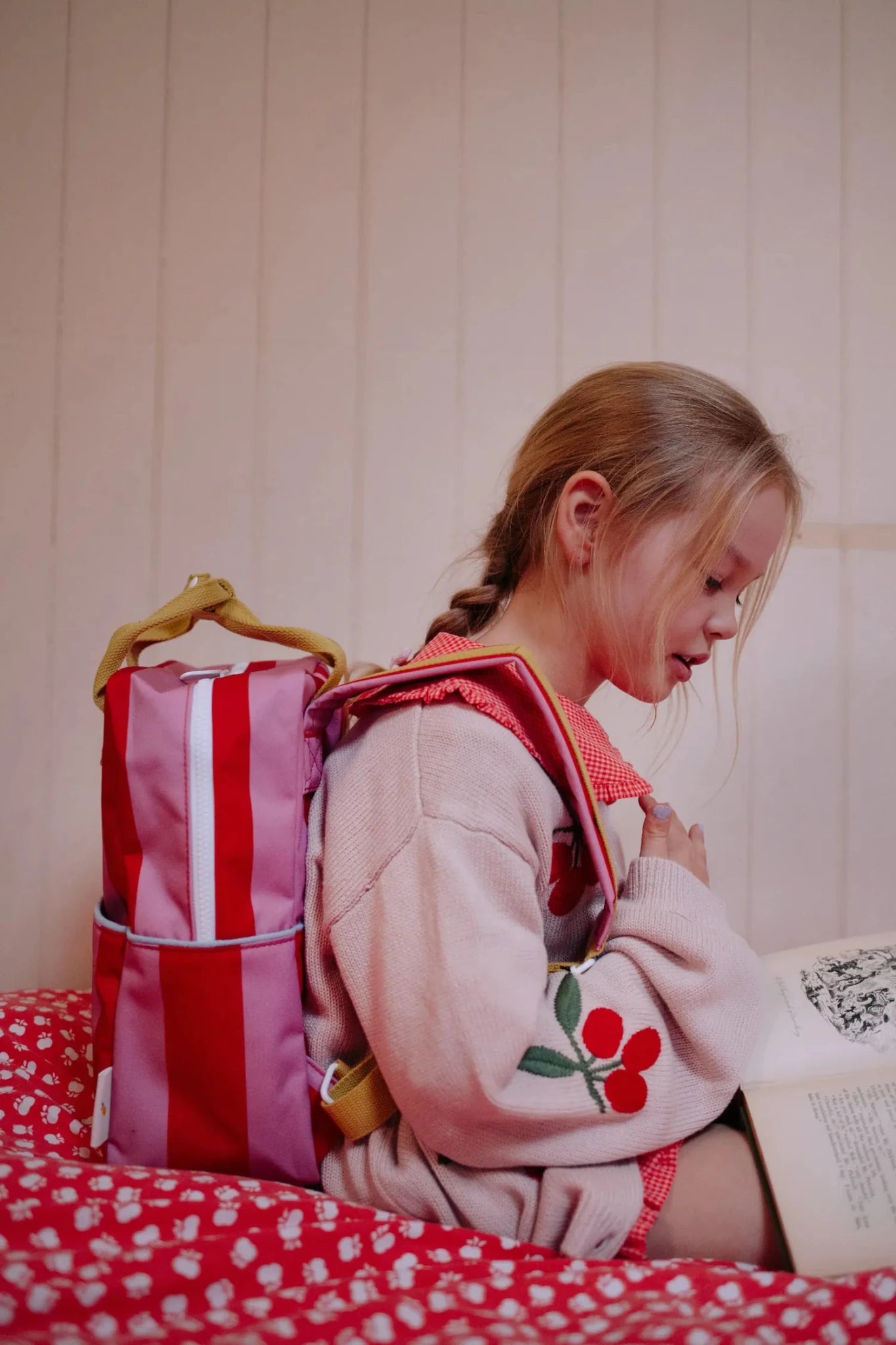 Sticky Lemon - LEMON TREE Kinder - Rucksack (M) • stripes | red apple + rosebay pink - ROSA ECK