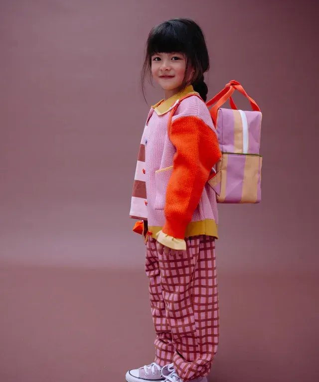 Sticky Lemon - LEMON TREE Kinder - Rucksack (S) • stripes | rosebay pink + apple grub - ROSA ECK