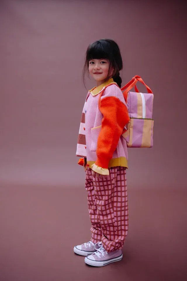 Sticky Lemon - LEMON TREE Kinder - Rucksack (S) • stripes | rosebay pink + apple grub - ROSA ECK