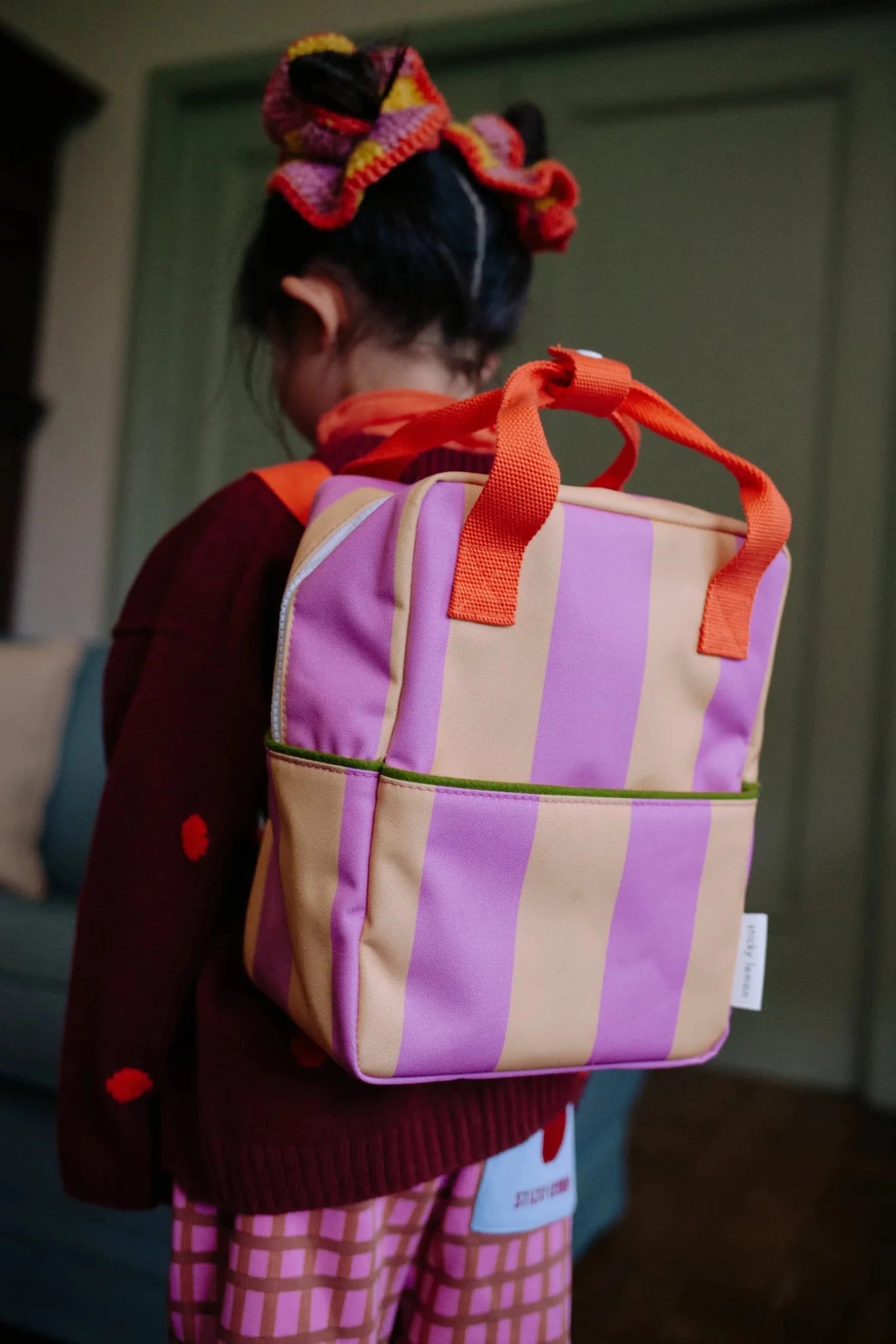 Sticky Lemon - LEMON TREE Kinder - Rucksack (S) • stripes | rosebay pink + apple grub - ROSA ECK