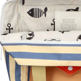 Sticky Lemon - WONDERS OF THE DEEP SEA Kinder - Rucksack (M) • envelope stripes | blue whale + sandy yellow - ROSA ECK