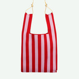KNITTED STRIPES Shopper • cerise + ballet