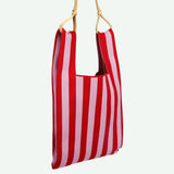 KNITTED STRIPES Shopper • cerise + ballet