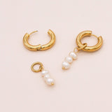 Studio Toto Nono - TRIPLE PEARL Hoops - ROSA ECK - , ,