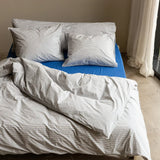 Gestreifter Bettbezug aus Bio-Baumwolle (135 x 200 cm) • Blue-Ecru