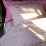 Gestreifter Bettbezug aus Bio-Baumwolle (135 x 200 cm) • Pink-Ecru