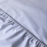 Gestreiftes Spannbettlaken aus Bio-Baumwolle • Blue-Ecru