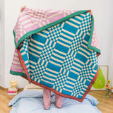 Tarta Gelatina - DOMINGO Steppdecke zum Wenden mit Karomuster - Sofadecke - ROSA ECK