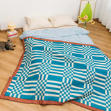 Tarta Gelatina - DOMINGO Steppdecke zum Wenden mit Karomuster - Sofadecke - ROSA ECK