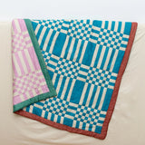 Tarta Gelatina - DOMINGO Steppdecke zum Wenden mit Karomuster - Sofadecke - ROSA ECK