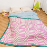 Tarta Gelatina - DOMINGO Steppdecke zum Wenden mit Karomuster - Sofadecke - ROSA ECK