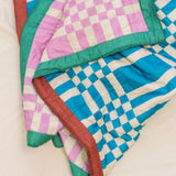 Tarta Gelatina - DOMINGO Steppdecke zum Wenden mit Karomuster - Sofadecke - ROSA ECK