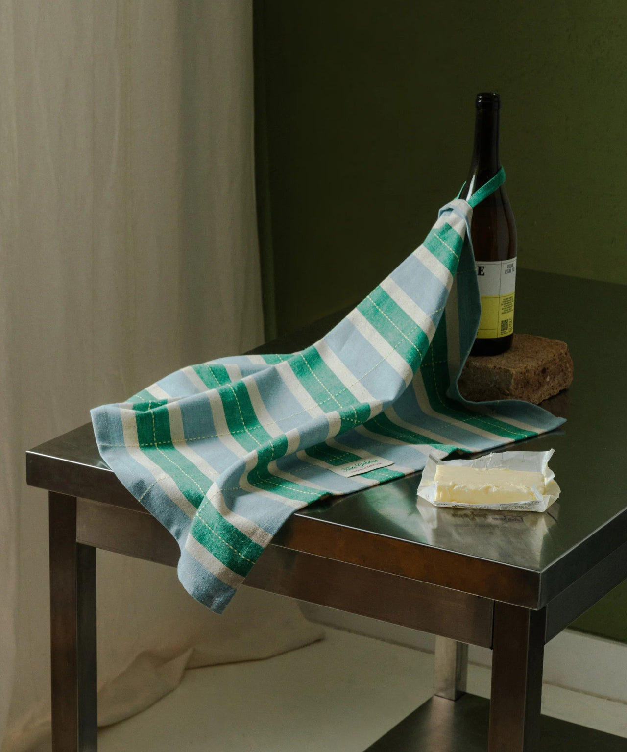 Tarta Gelatina - Gestreiftes Geschirrtuch • Grün/Blau - Sofadecke - ROSA ECK