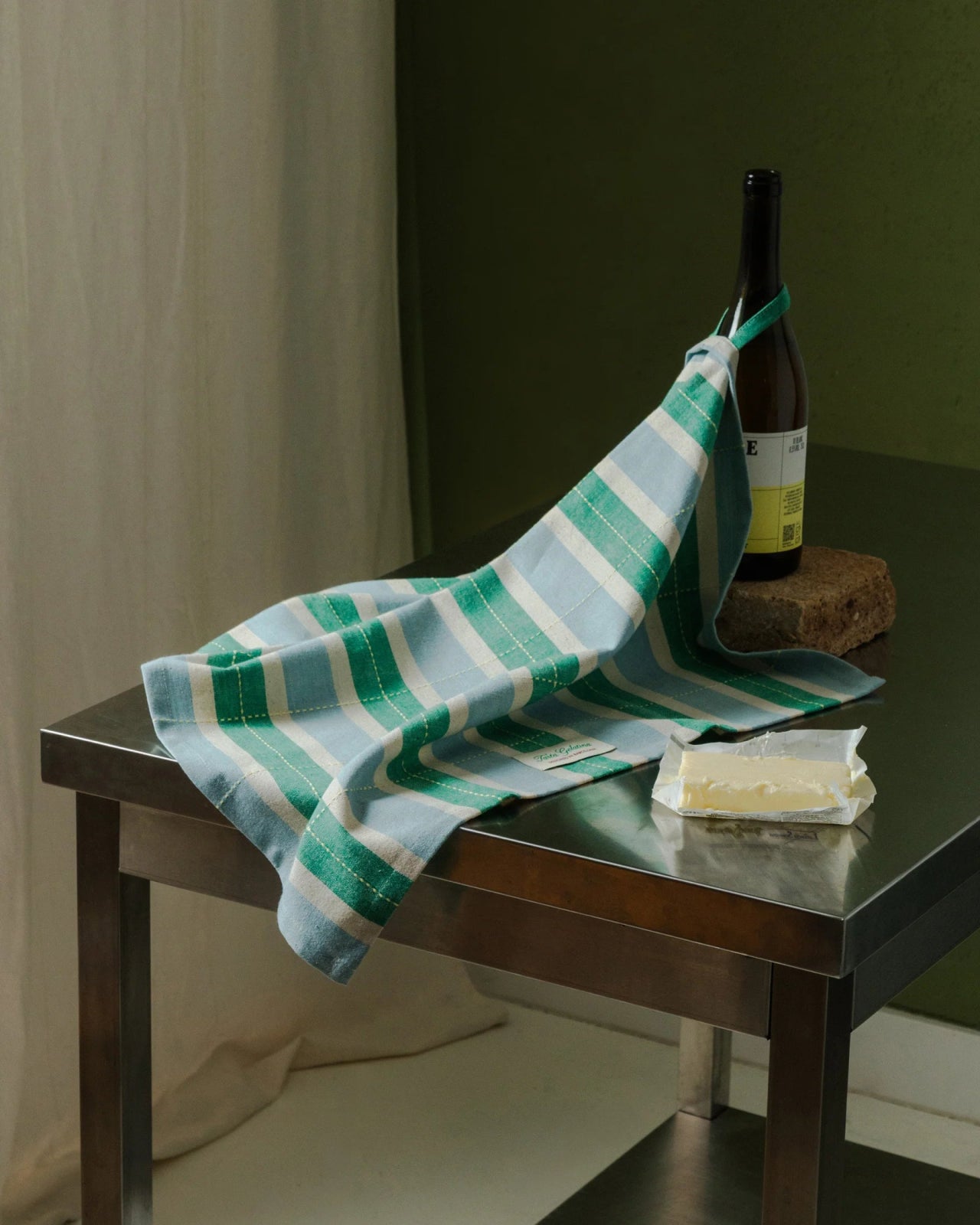 Tarta Gelatina - Gestreiftes Geschirrtuch • Grün/Blau - Sofadecke - ROSA ECK