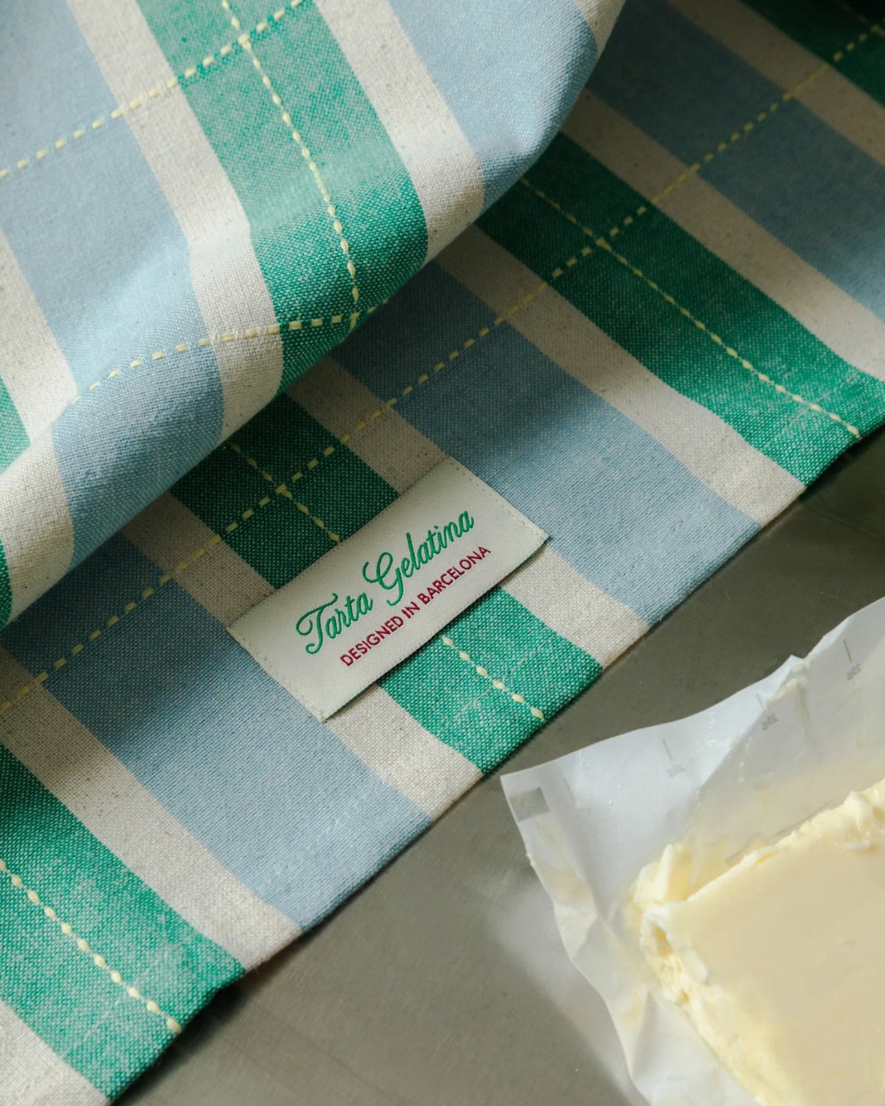 Tarta Gelatina - Gestreiftes Geschirrtuch • Grün/Blau - Sofadecke - ROSA ECK