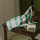 Tarta Gelatina - Gestreiftes Geschirrtuch • Grün/Rosa - Sofadecke - ROSA ECK