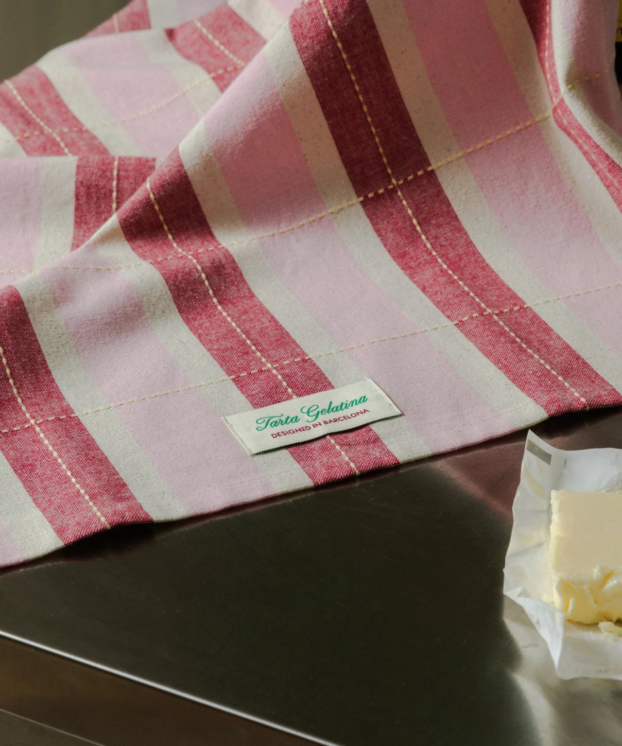 Tarta Gelatina - Gestreiftes Geschirrtuch • Rot/Rosa - Sofadecke - ROSA ECK