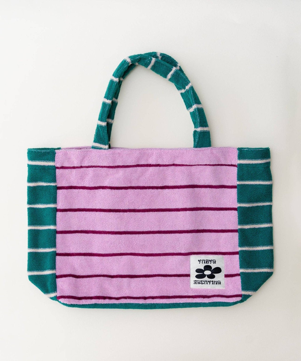 Tarta Gelatina - Handtuchtasche mit Streifen • Pink / Teal - ROSA ECK