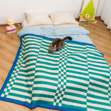 Tarta Gelatina - SIESTA Steppdecke zum Wenden mit Streifen - Sofadecke - ROSA ECK