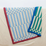 Tarta Gelatina - SIESTA Steppdecke zum Wenden mit Streifen - Sofadecke - ROSA ECK