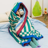 Tarta Gelatina - SIESTA Steppdecke zum Wenden mit Streifen - Sofadecke - ROSA ECK