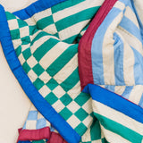 Tarta Gelatina - SIESTA Steppdecke zum Wenden mit Streifen - Sofadecke - ROSA ECK