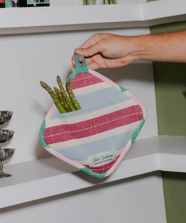 Tarta Gelatina - Topflappen mit Streifen • Rot/Blau - Topflappen - ROSA ECK