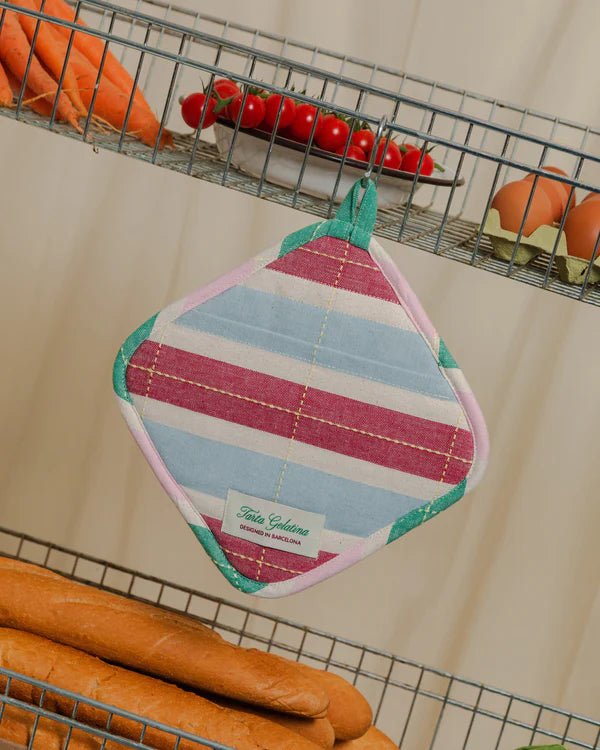 Tarta Gelatina - Topflappen mit Streifen • Rot/Blau - Topflappen - ROSA ECK