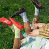 Tarta Gelatina - TRY LATER Socken – Hellblau mit Blumen - Motiv - Socken - ROSA ECK Concept Store