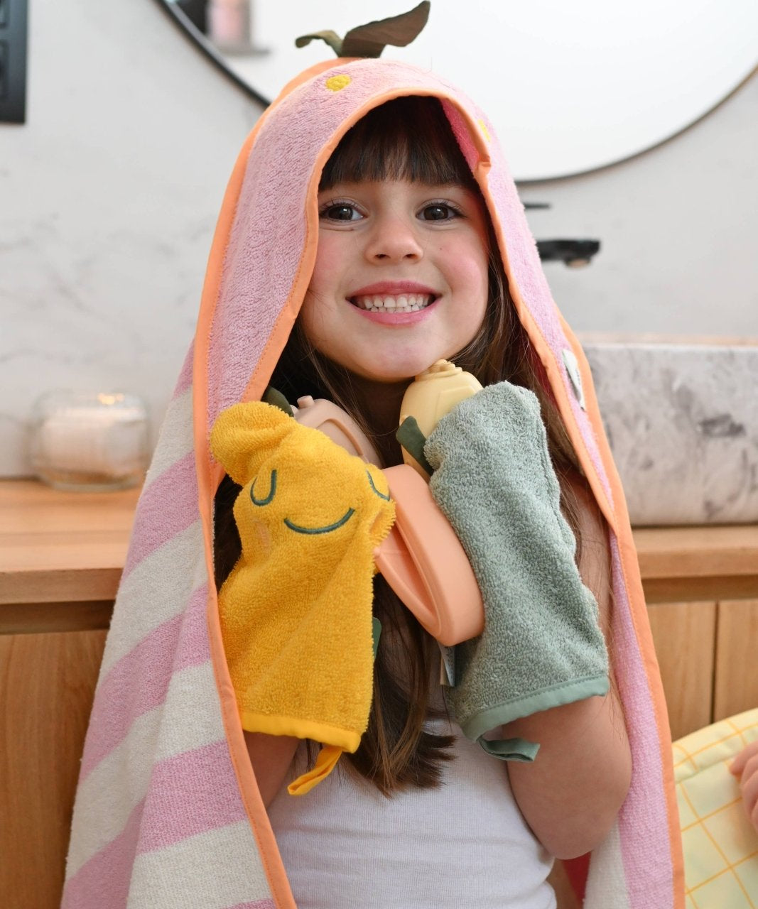 the cotton cloud - Babywaschlappen 2er - Set aus Baumwollfrottee Mandarine - Waschlapppen - ROSA ECK